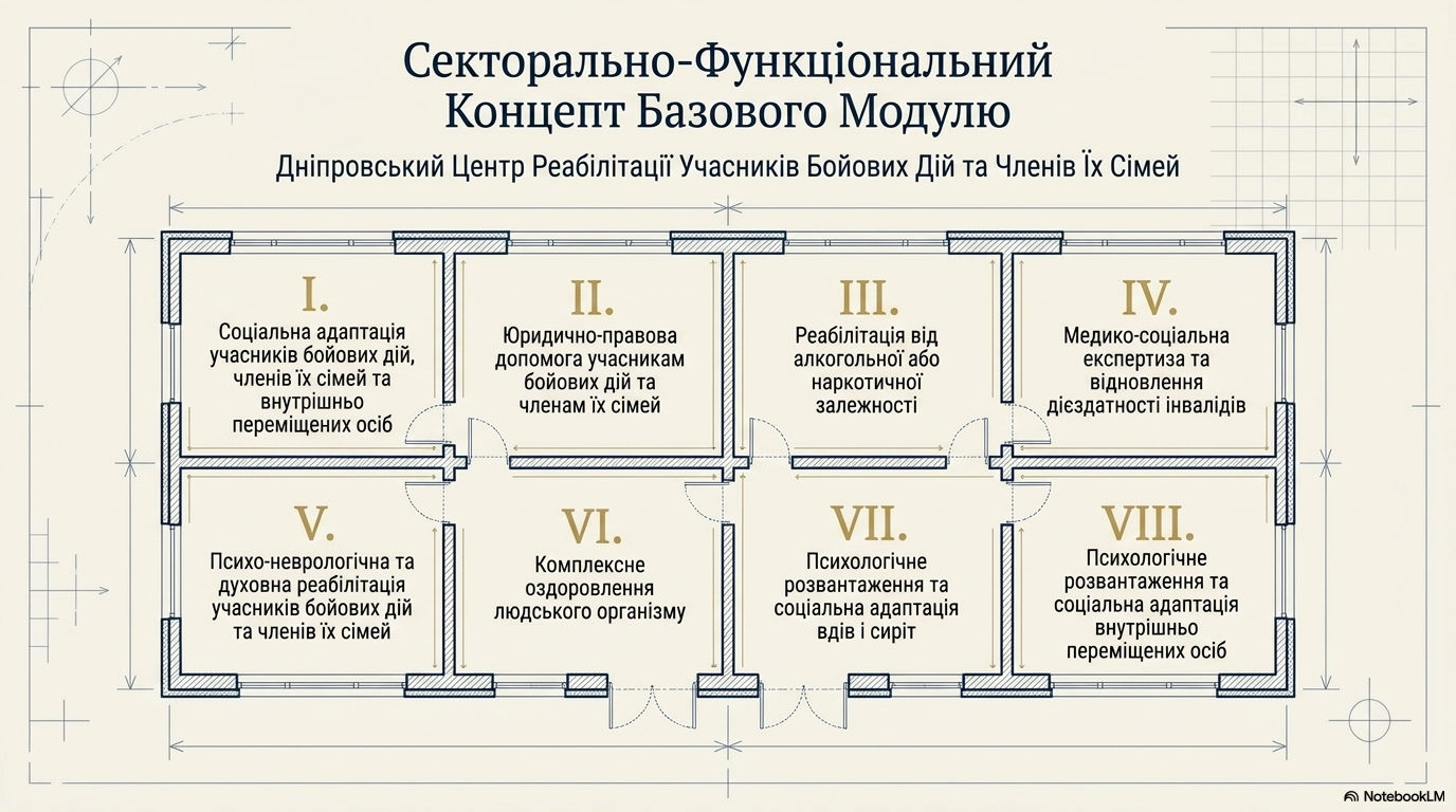 Архітектурний план 8-кімнатного базового модуля